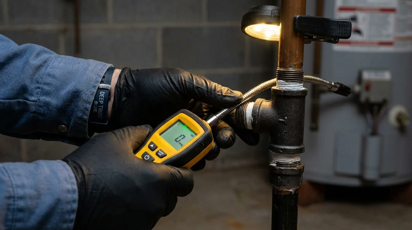 Gas leak detection with electronic sniffer by Johns Plumbing LLC in West Hempstead
